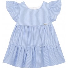 Vestido Feminino Infantil Azul Com Listra 2 Anos Nini e Bambini