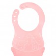 Babador Infantil de Silicone Rosa Fecho Regulável Para Bebê Buba