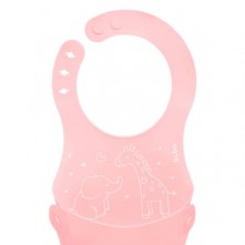 Babador Infantil de Silicone Rosa Para Bebê Buba 