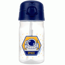 Copo Com Canudo Azul Marinho Astronauta 370ml Pimpolho