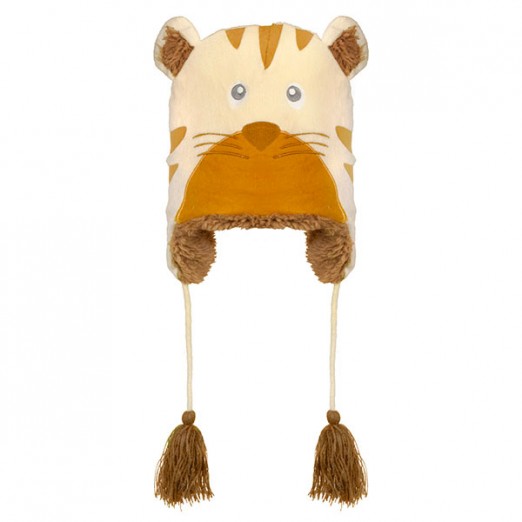 Gorro Lúdico Infantil Masculino Bichinho Tigre Bege 3 a 6 Anos Pimpolho