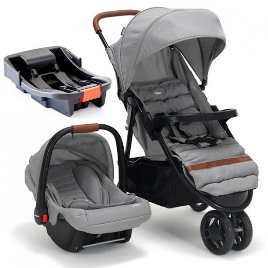 Trio Breeze Cinza Infanti Travel System Trio C/Carrinho Bebê Conforto Zion e Base Veicular 0-15kg