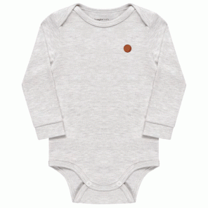 Body Manga Longa Infantil Cinza Mescla M Kamylus