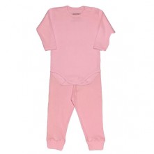 Conjunto Body e Calça Para Bebê Rosa Retrô Tam M Dedeka