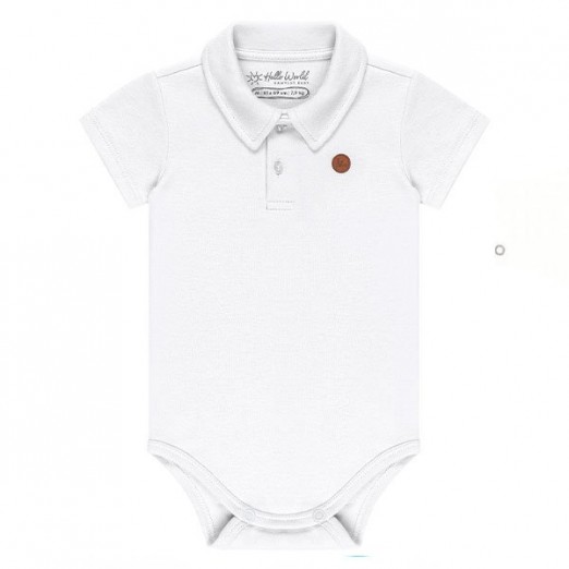 Body Polo Manga Curta Infantil Avulso Branco Tamanho GG Kamylus