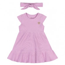 Vestido Curto Infantil Feminino Lilás Com Faixa Kamylus M