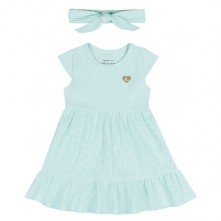 Vestido Curto Infantil Feminino Verde Com Faixa Kamylus M