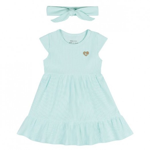 Vestido Curto Infantil Feminino Canelado Verde Acompanha Faixa Para Cabelo Kamylus M