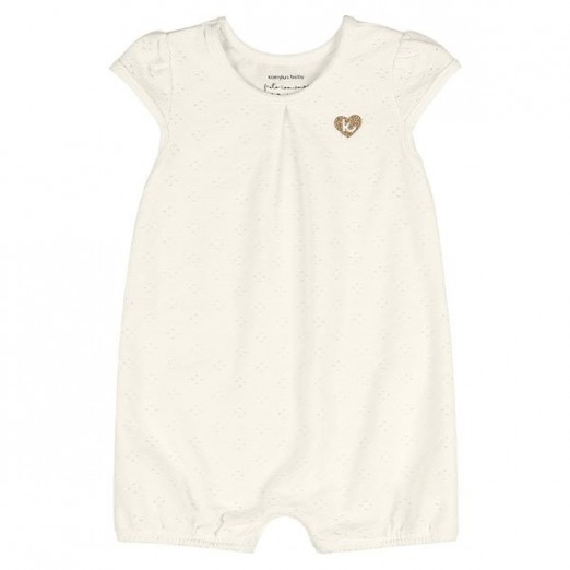 Macacão Infantil Para Menina Manga Curta Off White Kamylus M