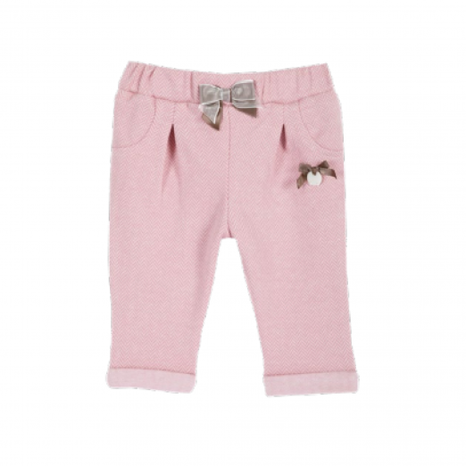 Calça rosa menina detalhe lacinho chicco 12 meses