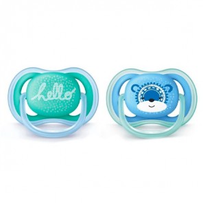 Kit Chupeta Ultra Air Dupla Azul e Verde Avent 06-18M