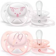 Kit Chupeta Ultra Soft Dupla Rosa e Transparente Avent 00-06M