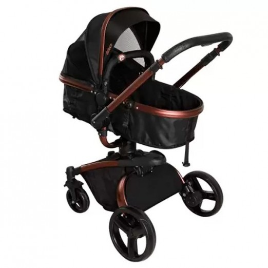 Carrinho Para Bebê Travel System Vulkan Preto Acopla O Bebê Conforto Cocoon Galzerano