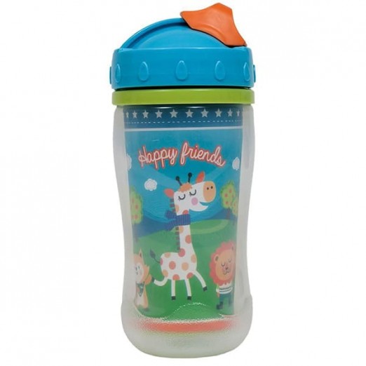 Copo infantil com canudo happy friends buba