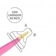 Escova rosa para mamadeira com limpa bico kababy