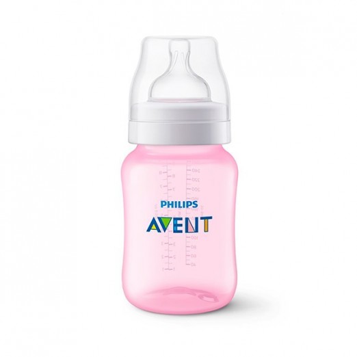 Mamadeira avent classic rosa de 260ml livre de bpa