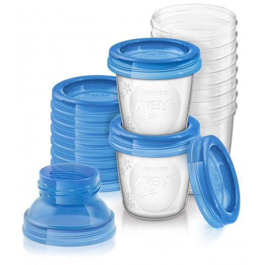 Kit Com 10 Potes Com Tampa Para Leite Materno Avent