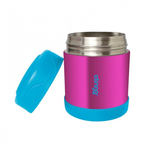 Pote Térmico Com Tampa Inox Para Alimentos Rosa E Azul 330ml