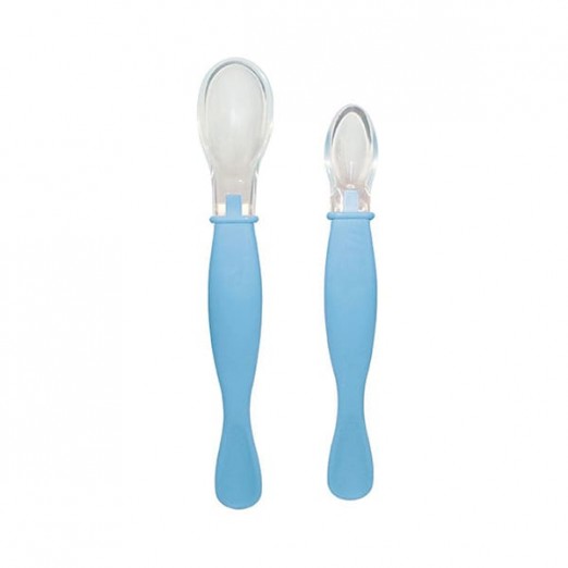 Conjunto de colheres de silicone clingo azul 2 unidades ponta 2 em 1