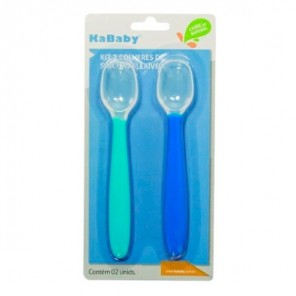 Kit com 2 colheres de silicone Flexiveis KaBaby Azul