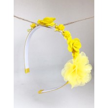 Arco De Cabelo Infantil Feminina Flores Amarelo