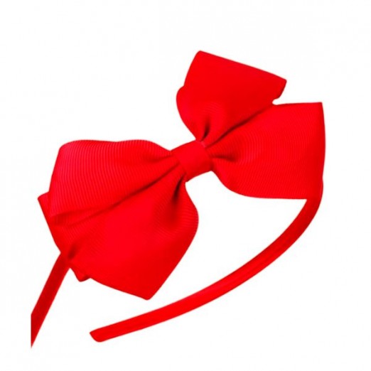 Arco Tiara Infantil Com Laço Vermelho