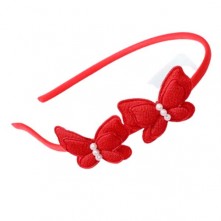 Arco Cabelo Com Borboletas Infantil Vermelho