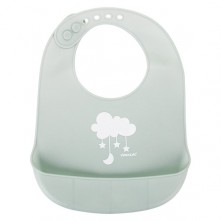 Babador Infantil Silicone Cinza Nuvem Pimpolho