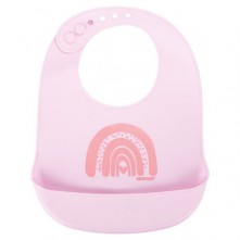 Babador Infantil Silicone Rosa Arco-Íris Pimpolho