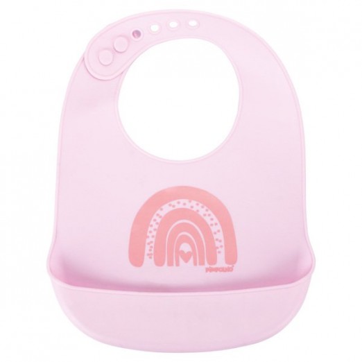 Babador Infantil Silicone Para Menina Rosa Arco-Íris Com Fecho Regulável Pimpolho +3M