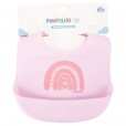 Babador Infantil Silicone Para Menina Rosa Arco-Íris Com Fecho Regulável Pimpolho +3M