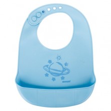 Babador Infantil Silicone Azul Planeta Pimpolho