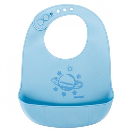 Babador Infantil Silicone Para Menino Azul Planeta Com Fecho Regulável Pimpolho +3M