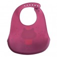 Babador Silicone Infantil Para Menina Com Bolso Coletor Gata Milky Roxo Clingo