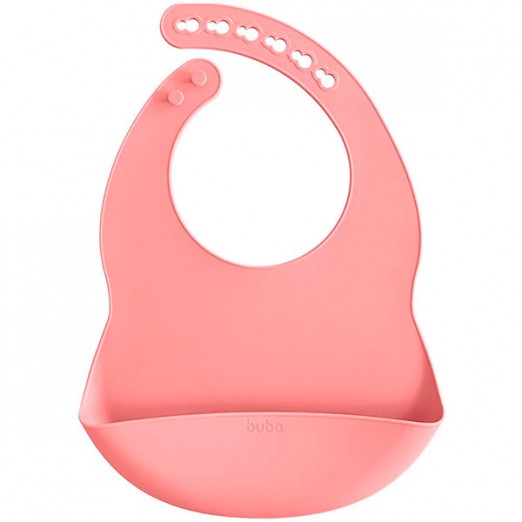 Babador Infantil Silicone Rosa Com Fecho Regulável Buba +3M