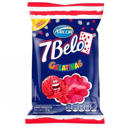 Bala Gelatina Framboesa 7 Belo 70g Arcor