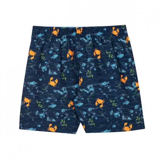 Bermuda Infantil De Praia Para Menino Estampado Azul Marinho Nini E Bambini Tam G