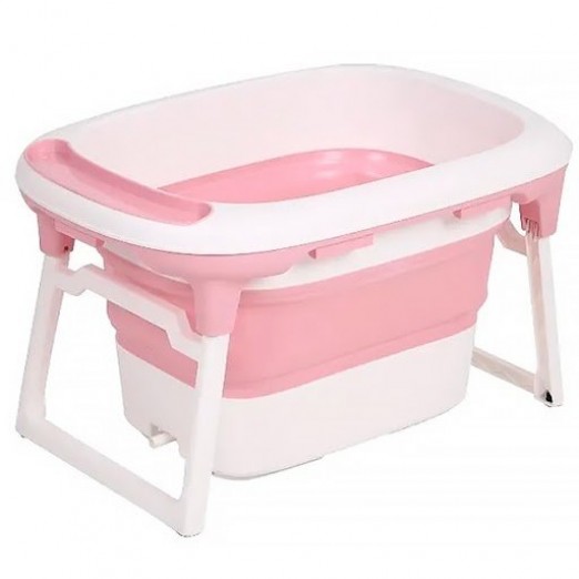 Banheira Infantil Dobrável Média Com Isolante Térmico Rosa Baby Pil