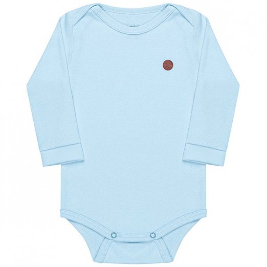 Body Manga Longa Infantil Azul Aquarela Tamanho Rn Kamylus