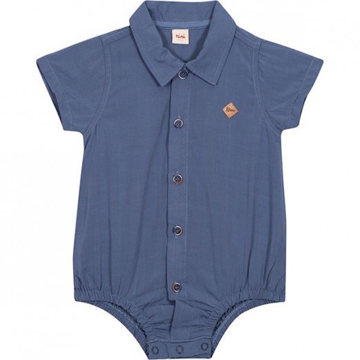 Body Infantil Azul Marinho Liso Nini E Bambini Tam RN