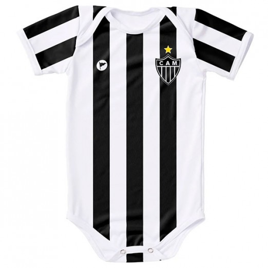 Body Infantil Atlético Com Proteção UV Branco e Preto Com Botões Nas Pernas Torcida Baby Tam 02 Anos