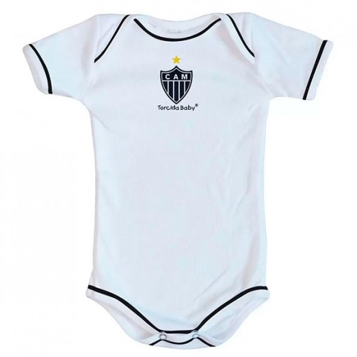 Body Infantil Atlético Branco e Preto Com Botões Torcida Baby Tam 02 Anos