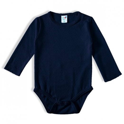 Body Longo De Bebê Para Menino Azul Marinho Liso Tip Top Tam M