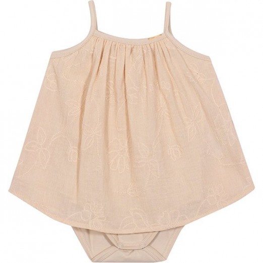 Vestido Body Para Bebê Bege Liso Nini E Bambini Tam M