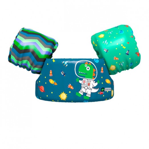 Boia Infantil de braços Colete Dinossauro Espacial Especial Azul E Verde Sea Float 25 a 35kg