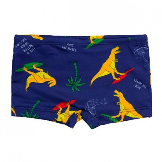 Boxer Para Bebê De Praia Dinossauros Everly Azul Marinho Tamanho 2