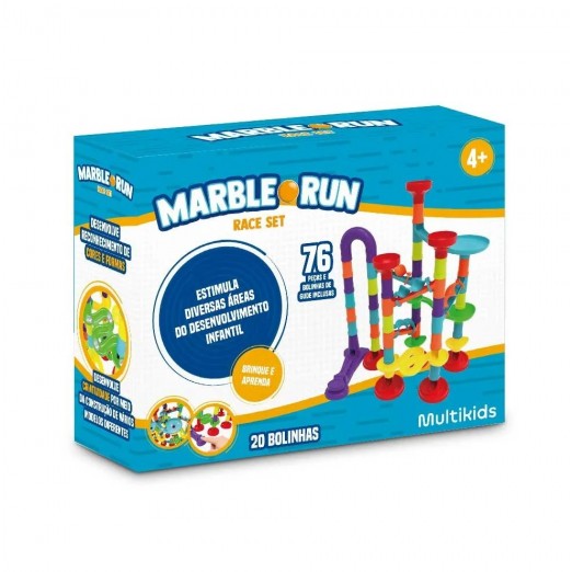 Pista de Montar Marble Run Race Set 76 Peças C/20 bolinhas  +4 Anos Multikids