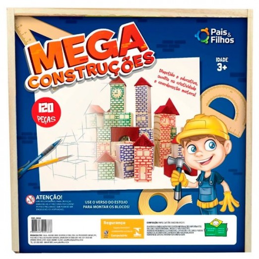 Brinquedo Infantil Mega Construções Com 120 Blocos Pais & Filhos