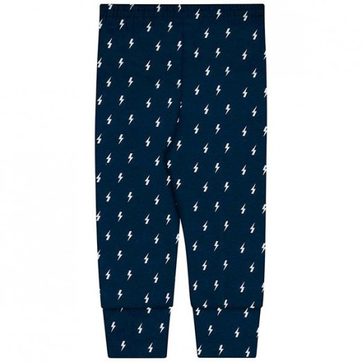 Calça Bebê Para Menina Azul Marinho Estampado Em Algodão Kamylus Tam M