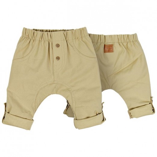 Calça Infantil Para Menino Marrom Lisa Algodão Grow Up Tam 12M